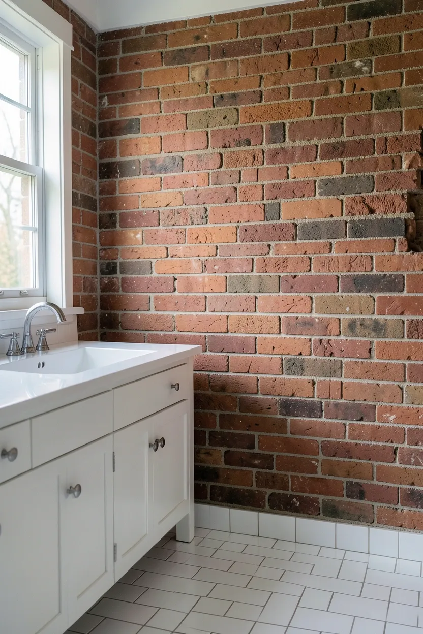 Rustic Red Brick Accent Wall