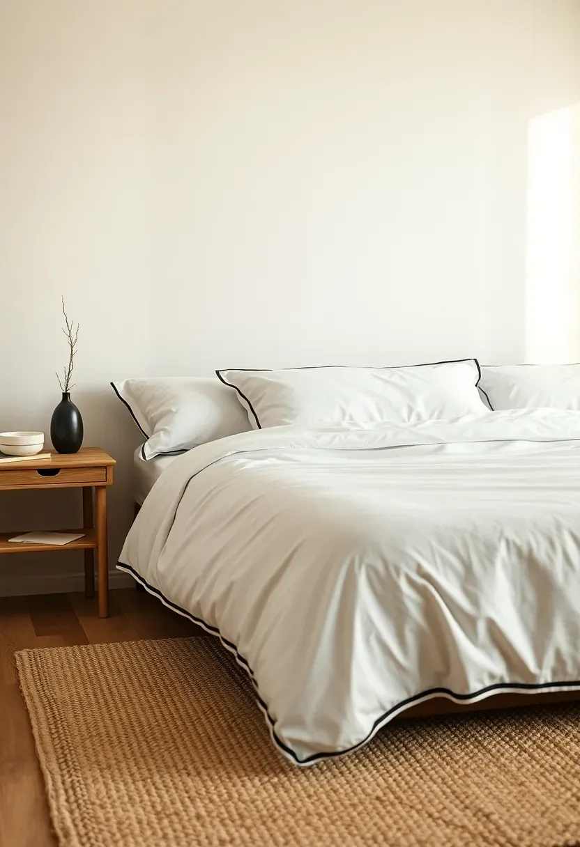 White bedding with black edge piping