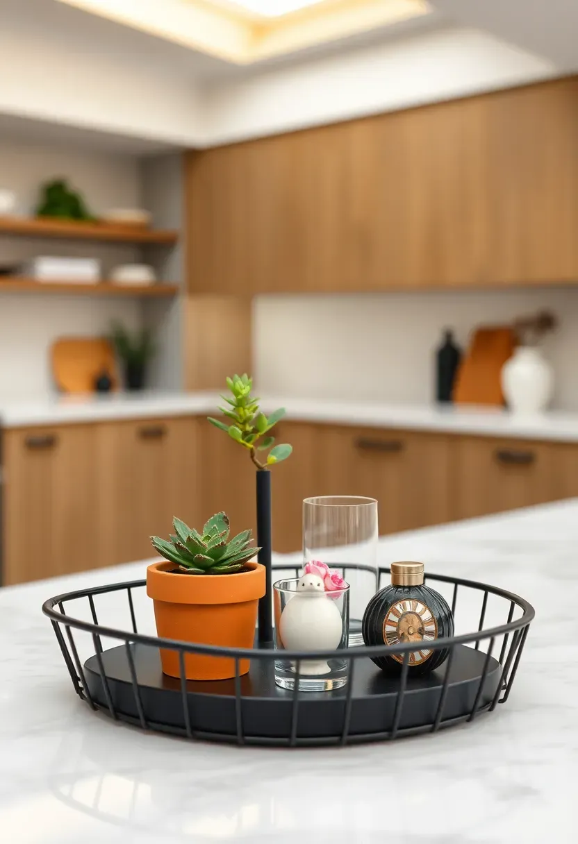 tiered tray spring vignette with small flowers candles and seasonal decor