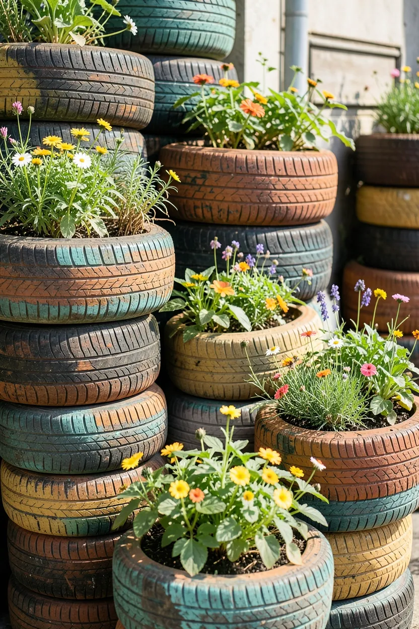 Repurposed Tire Planters