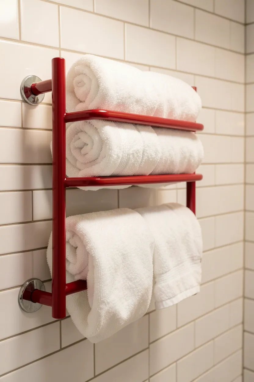Red Towel Warmer as Accent