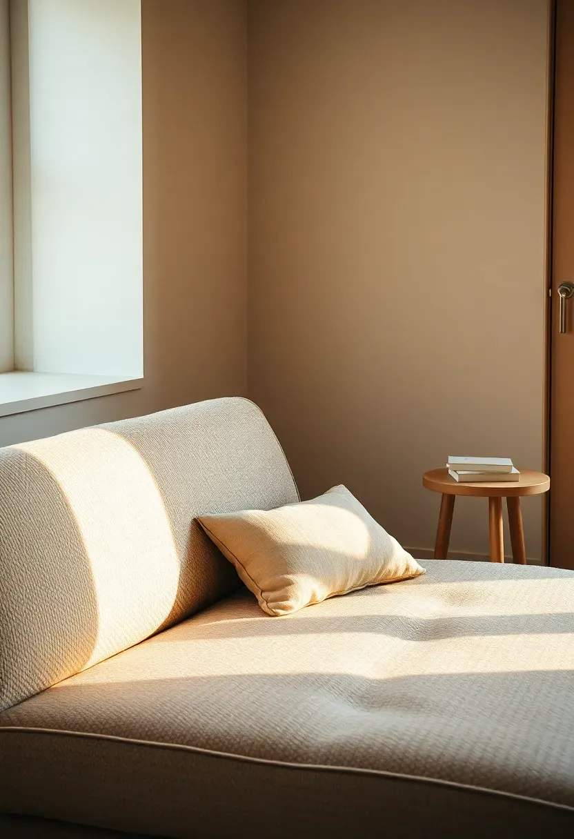 Low divan sofa with textured upholstery