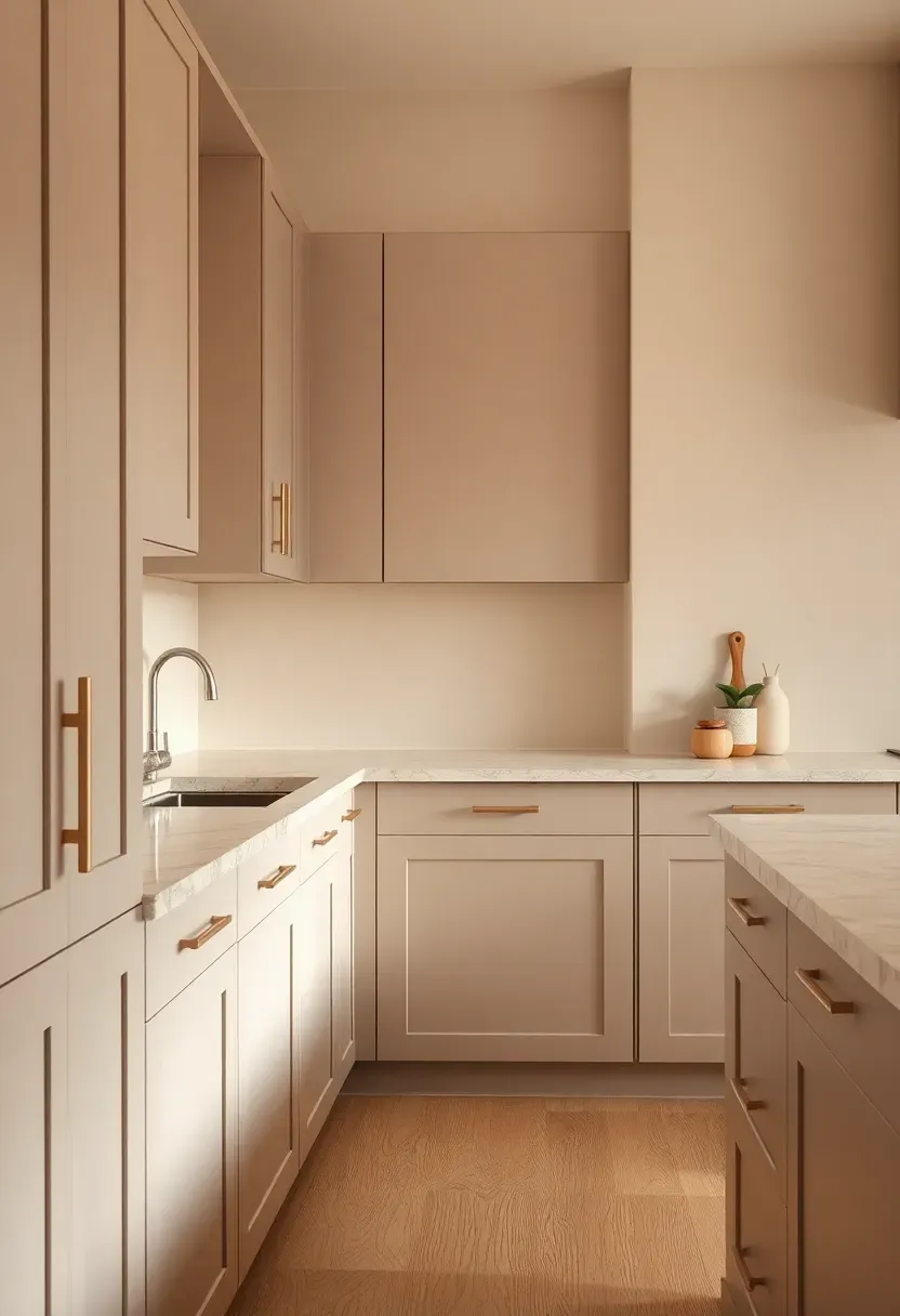warm greige kitchen with consistent tone and natural light