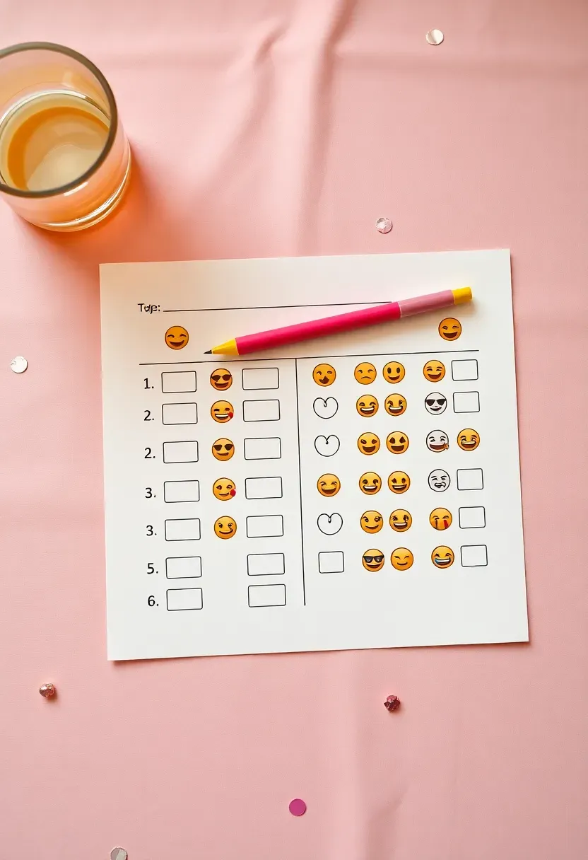 a printed emoji quiz sheet with baby themed emoji combinations and answer lines