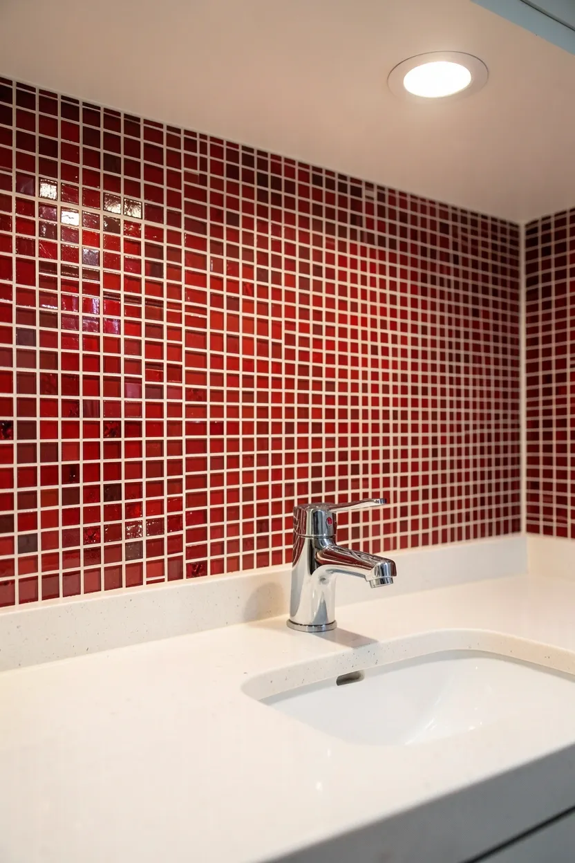 Mosaic Red Tile Backsplash