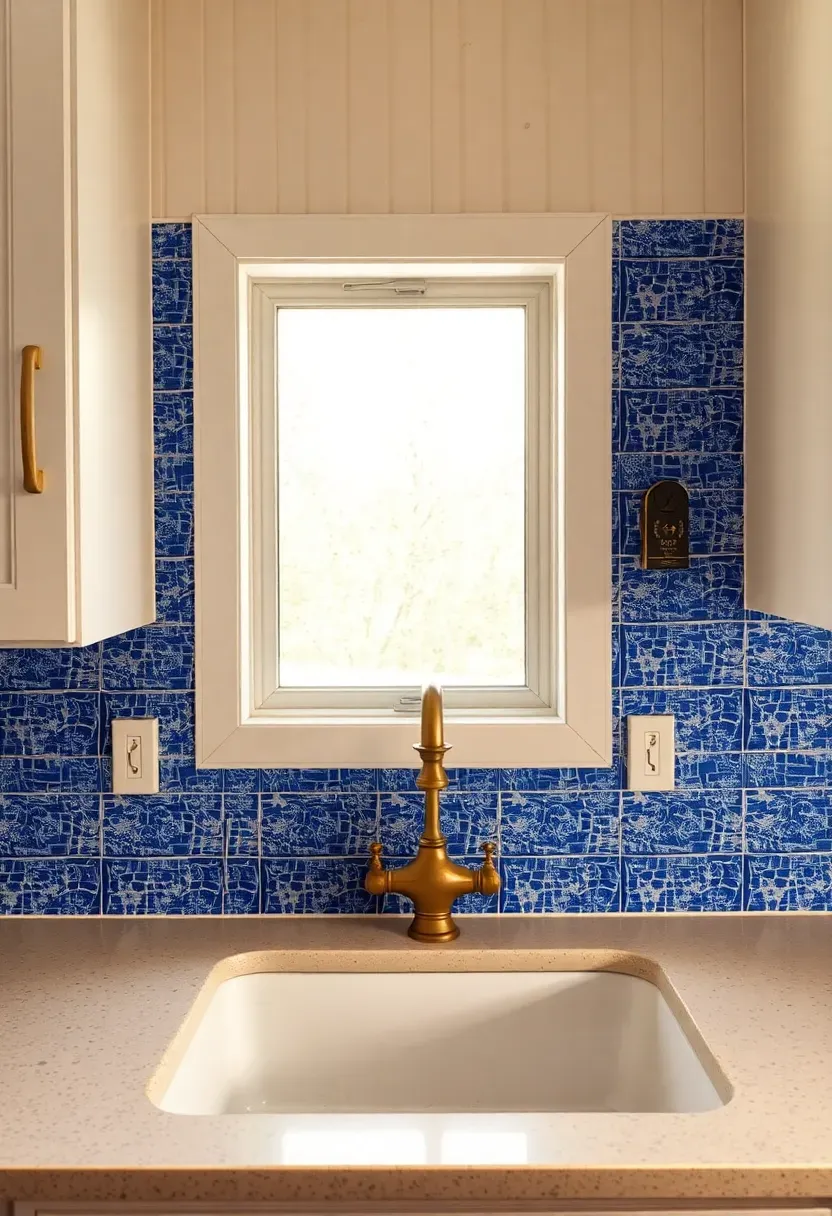 cobalt blue kitchen backsplash tiles as bold accent in neutral kitchen