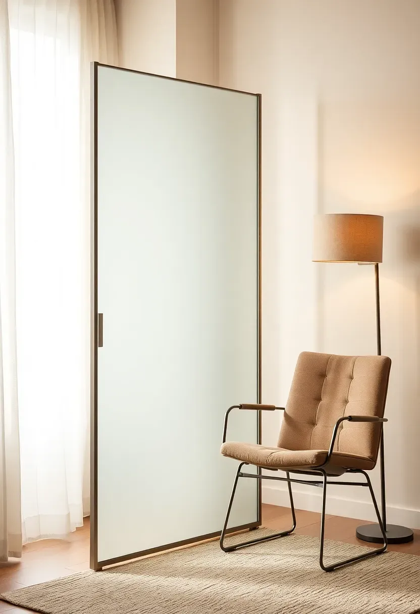 Frosted glass divider with metal frame