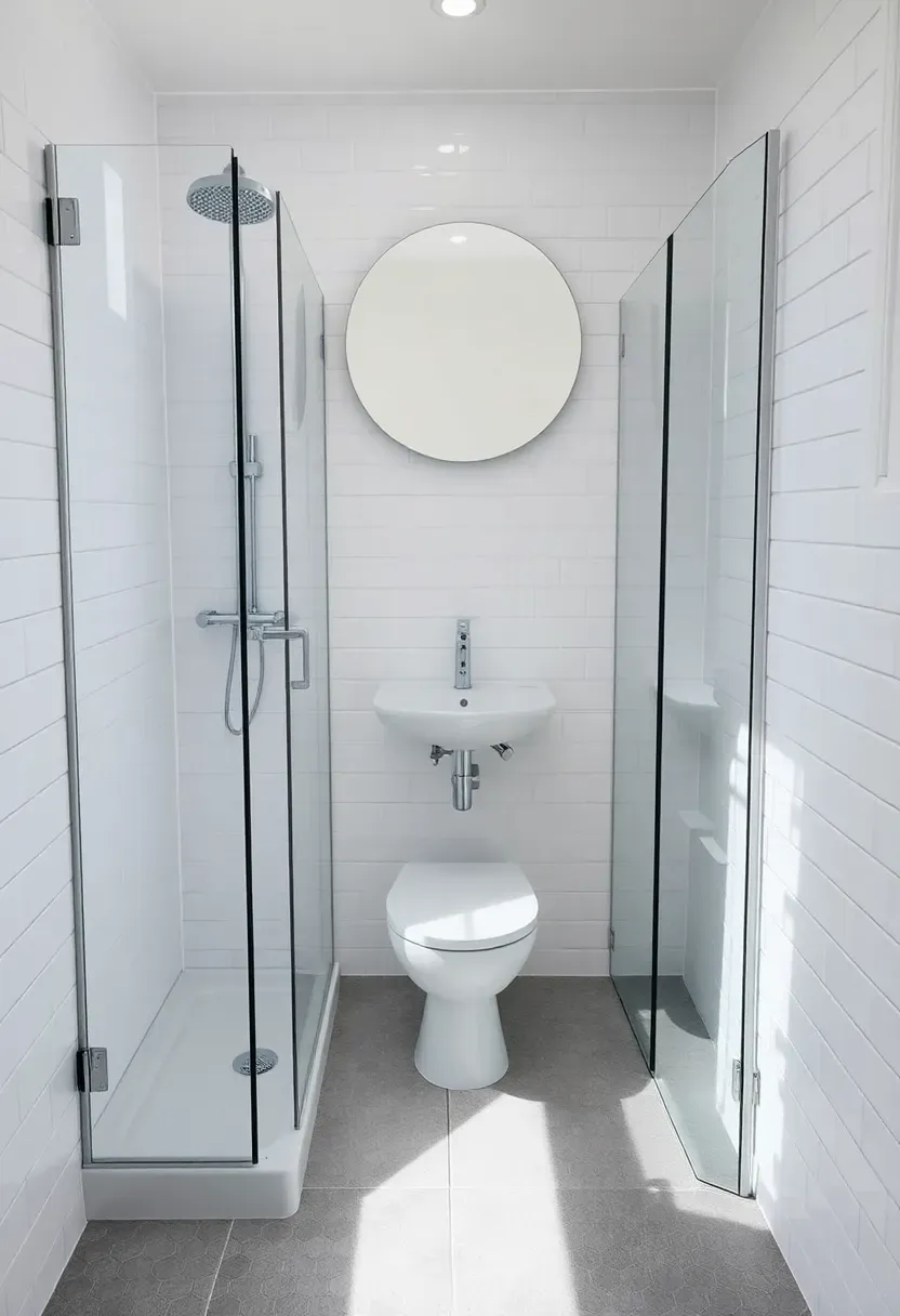 Compact square 6x6 bathroom with efficient placement of corner sink, toilet, and shower
