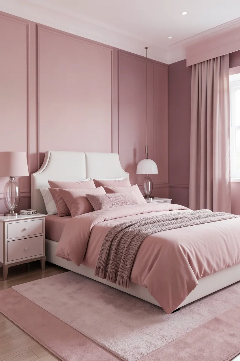 Monochromatic Pink Bedroom Design
