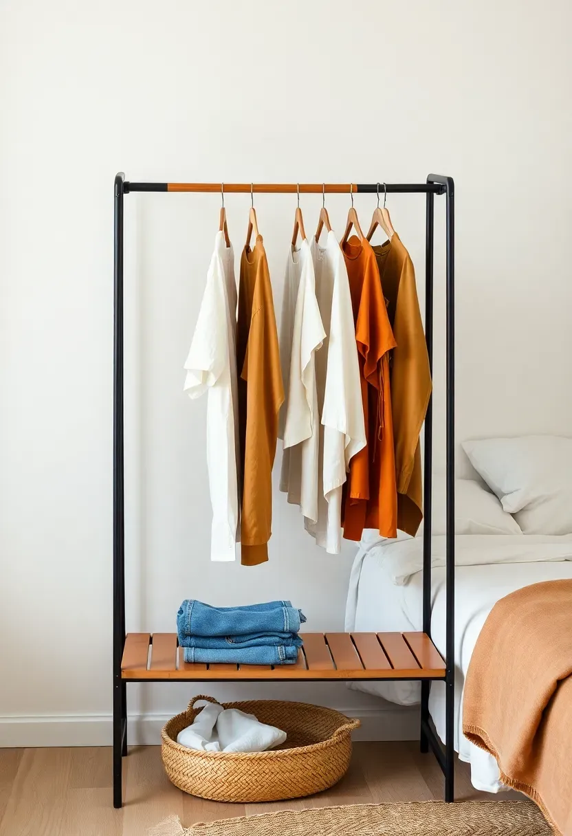 Open clothing rack as boho storage display