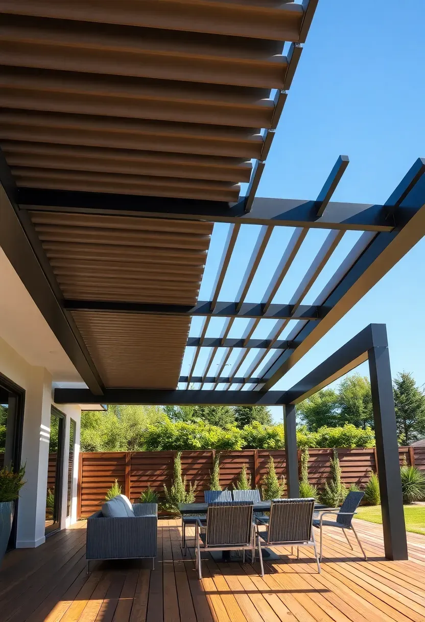 modern louvered roof pergola with adjustable aluminum slats