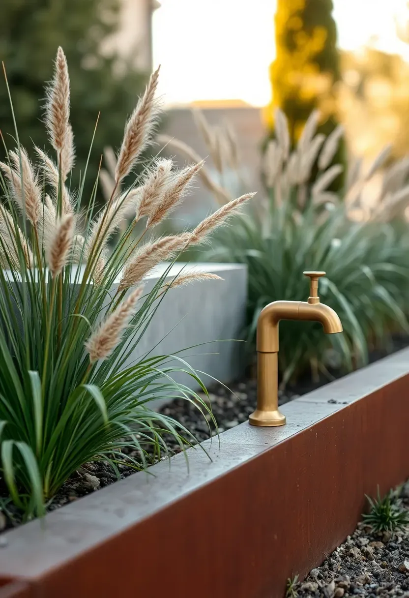 Corten edge lines for clean planting geometry