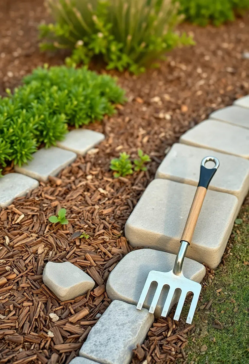 Deep mulch border with soft groundcover