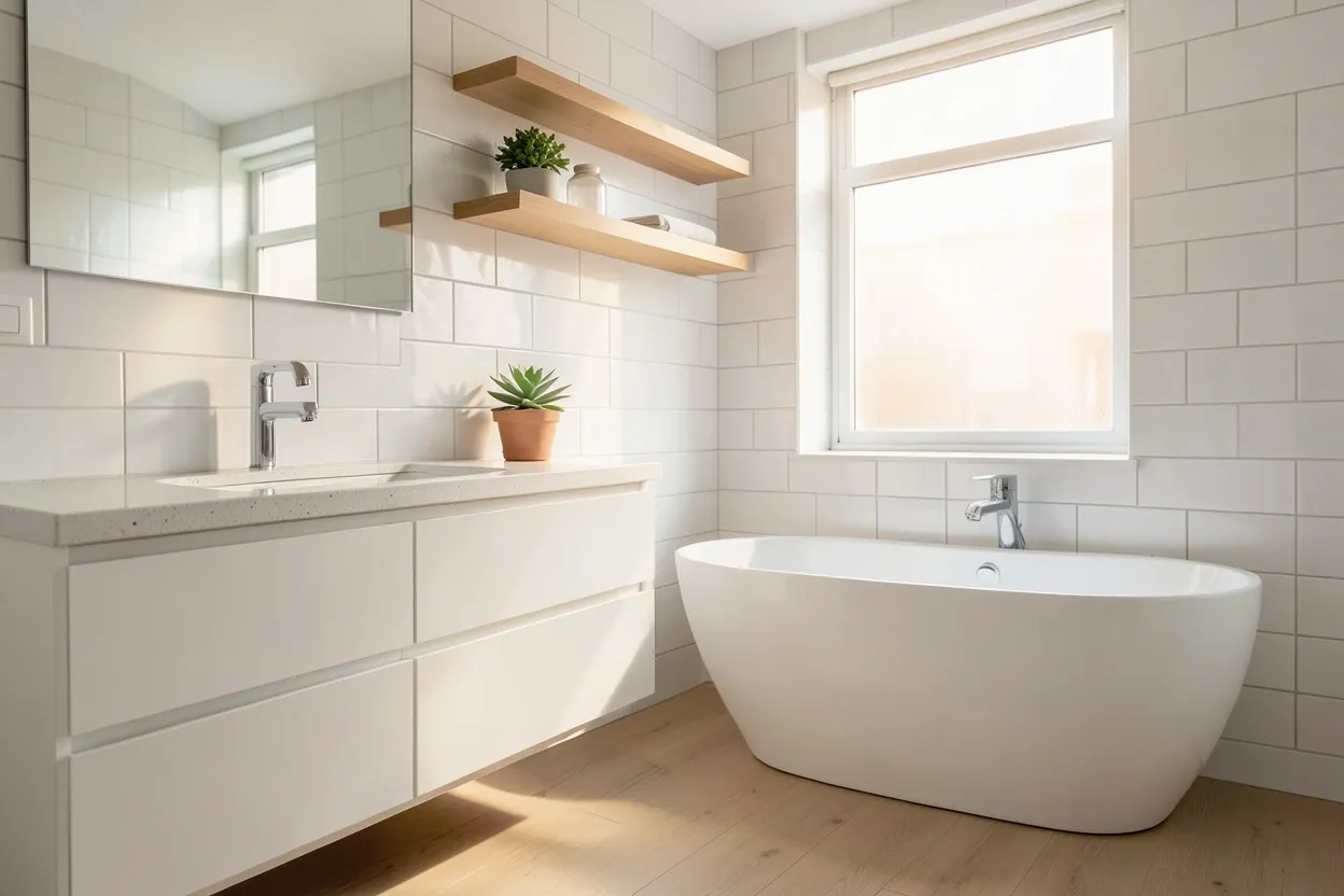 19 modern Bloxburg bathroom ideas collage featuring marble, minimalist, spa, and colorful virtual builds