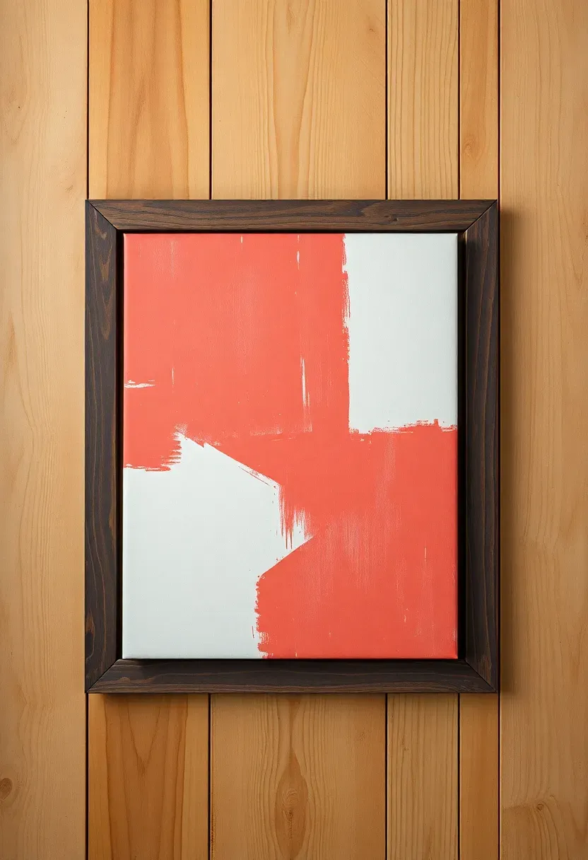 Thrift store canvas repainted with abstract geometric design and gold accents as budget teen room wall art