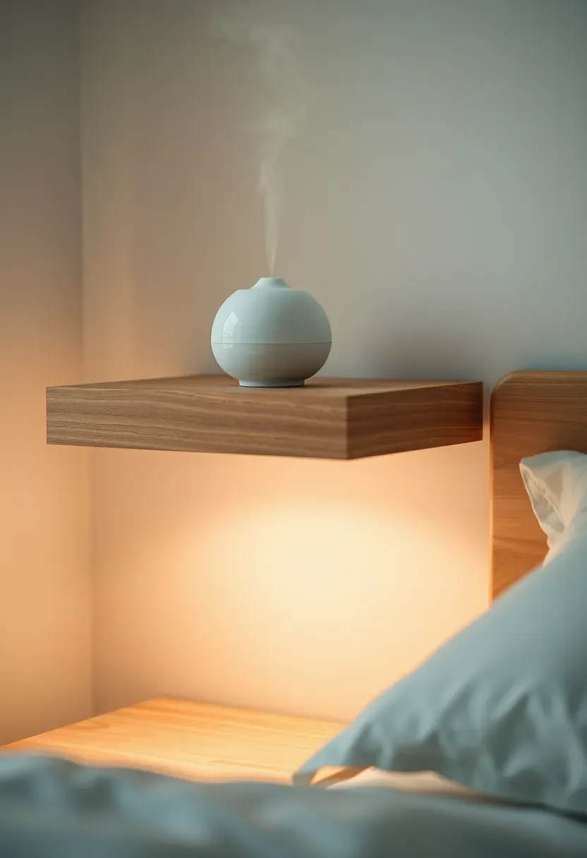 Small diffuser or candle on nightstand