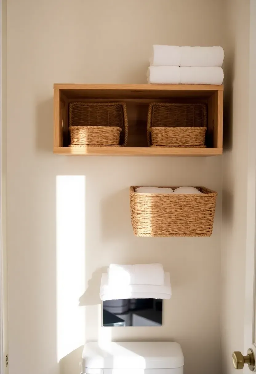 Open shelf with matching baskets