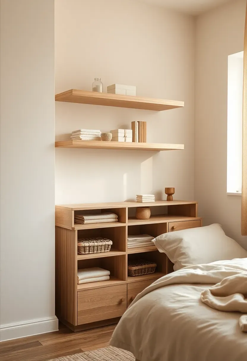 Open shelving with closed cabinet base
