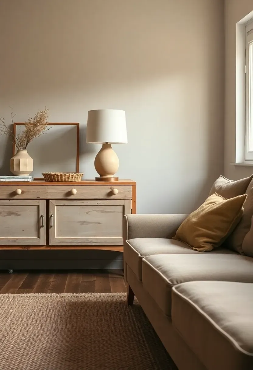 Thrifted sideboard as a dining-living divider
