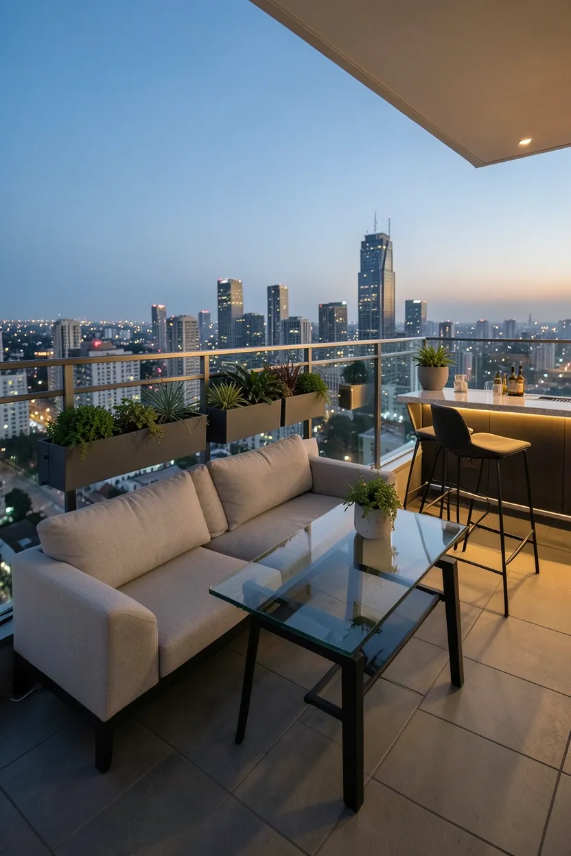 Rooftop-Style Balcony with City Views