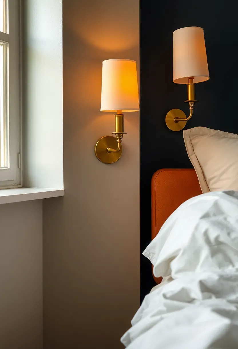 Antique brass bedside sconces