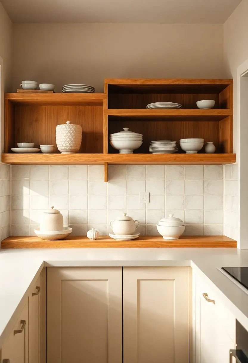 Open shelving with curated ceramics