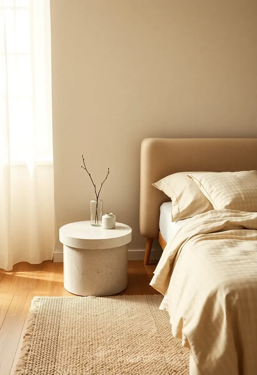 Stone bedside tables for cool contrast