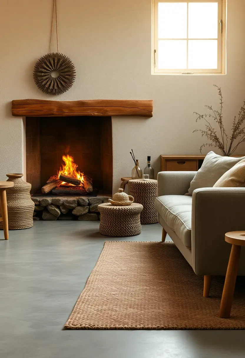 Microcement floor with wool seating zone