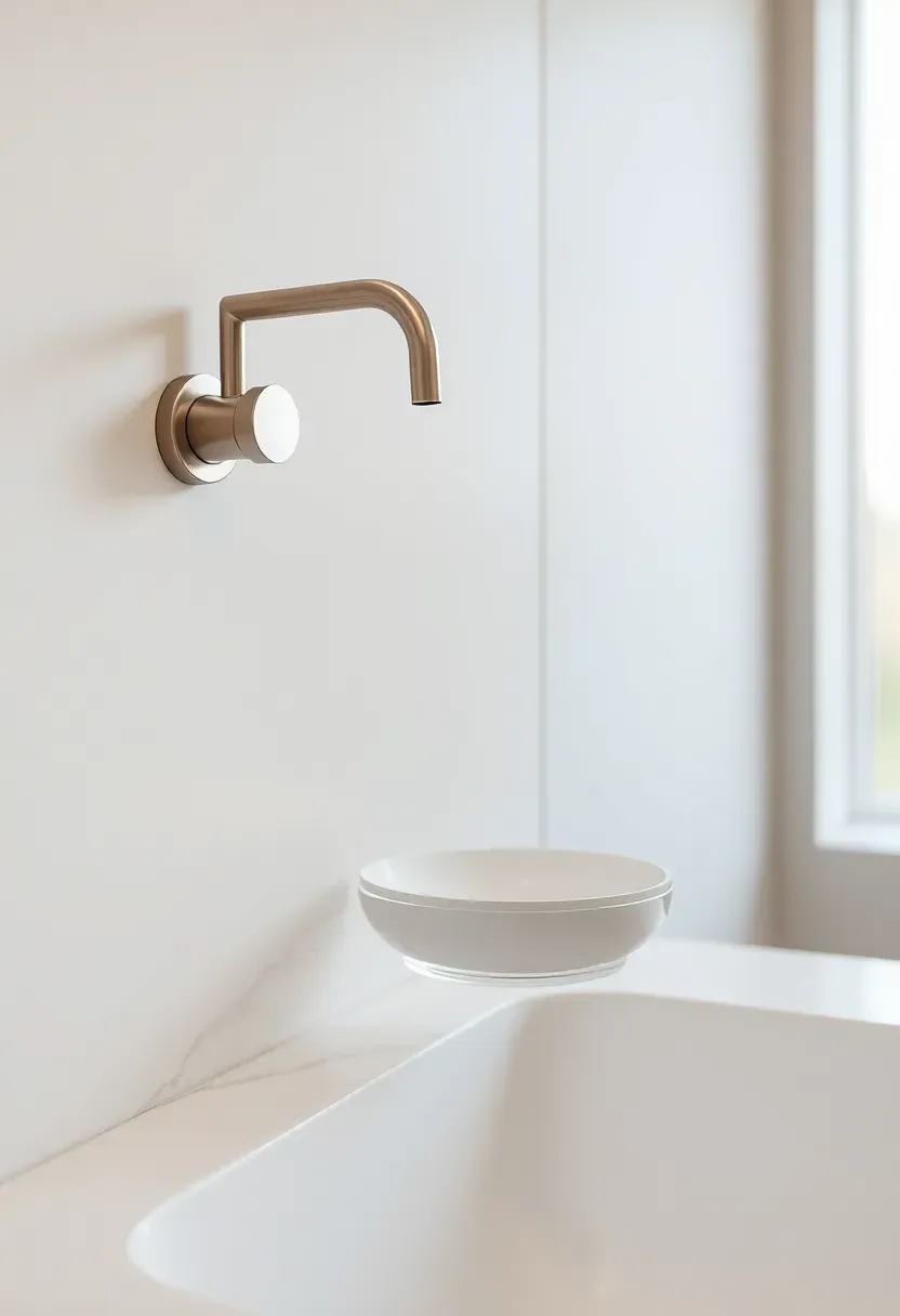 Wall-mounted faucet over Calacatta slab