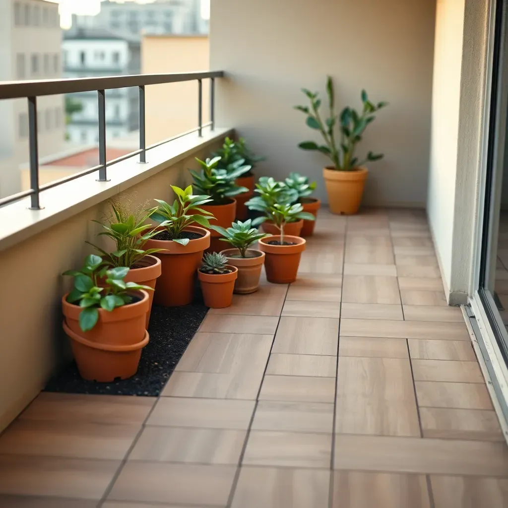 Modular deck tiles with a grid of pots