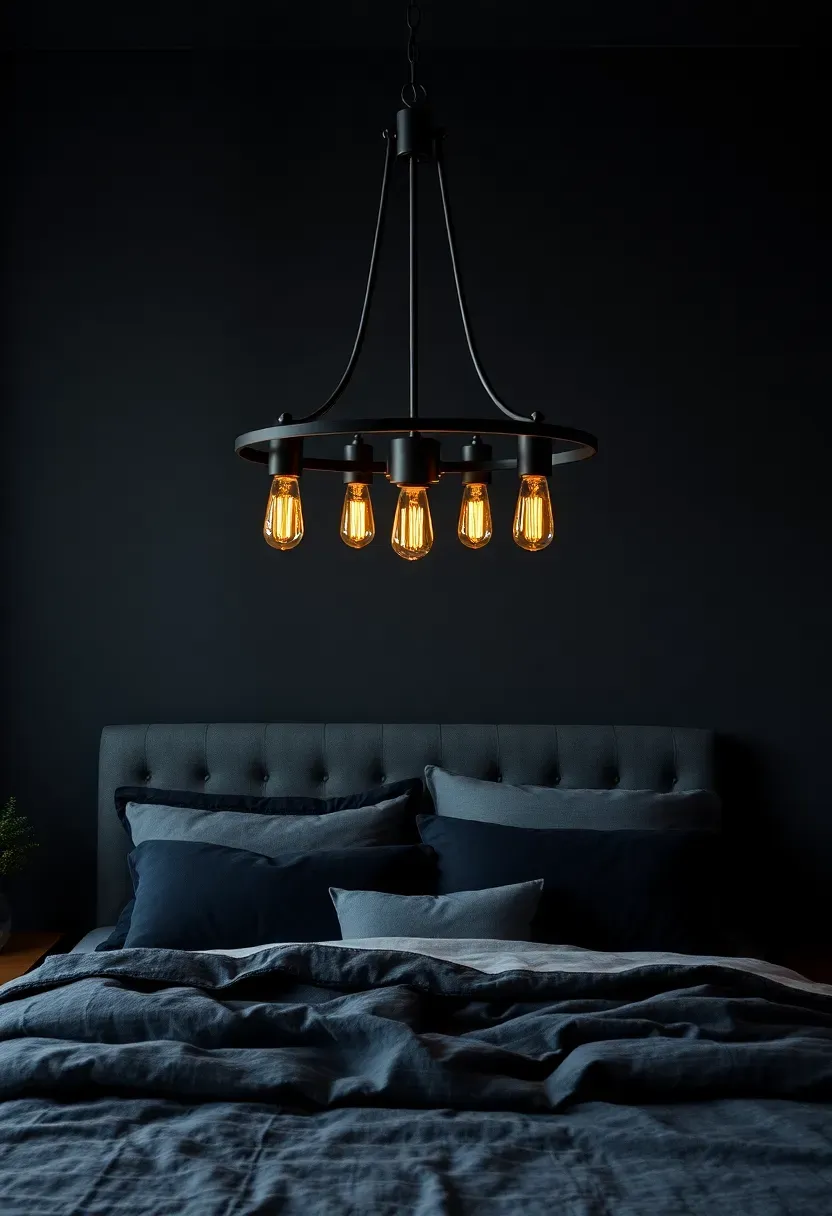 Soft pastel nursery room with a dimmable white ceiling globe casting very low warm light, a star-projector nightlight on a dresser casting constellation patterns on the ceiling, and a warm amber plug-in night light beside a cot