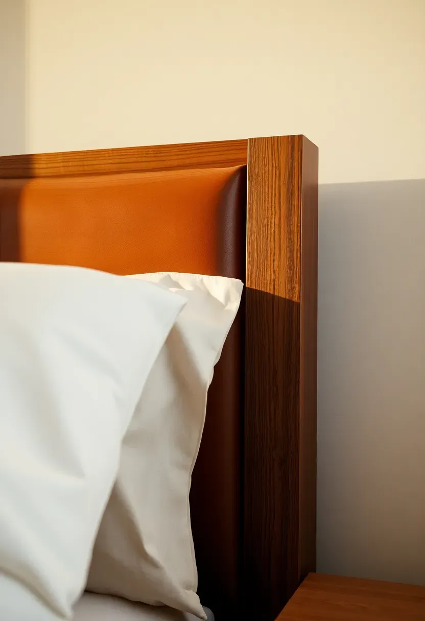 Walnut and leather headboard mix