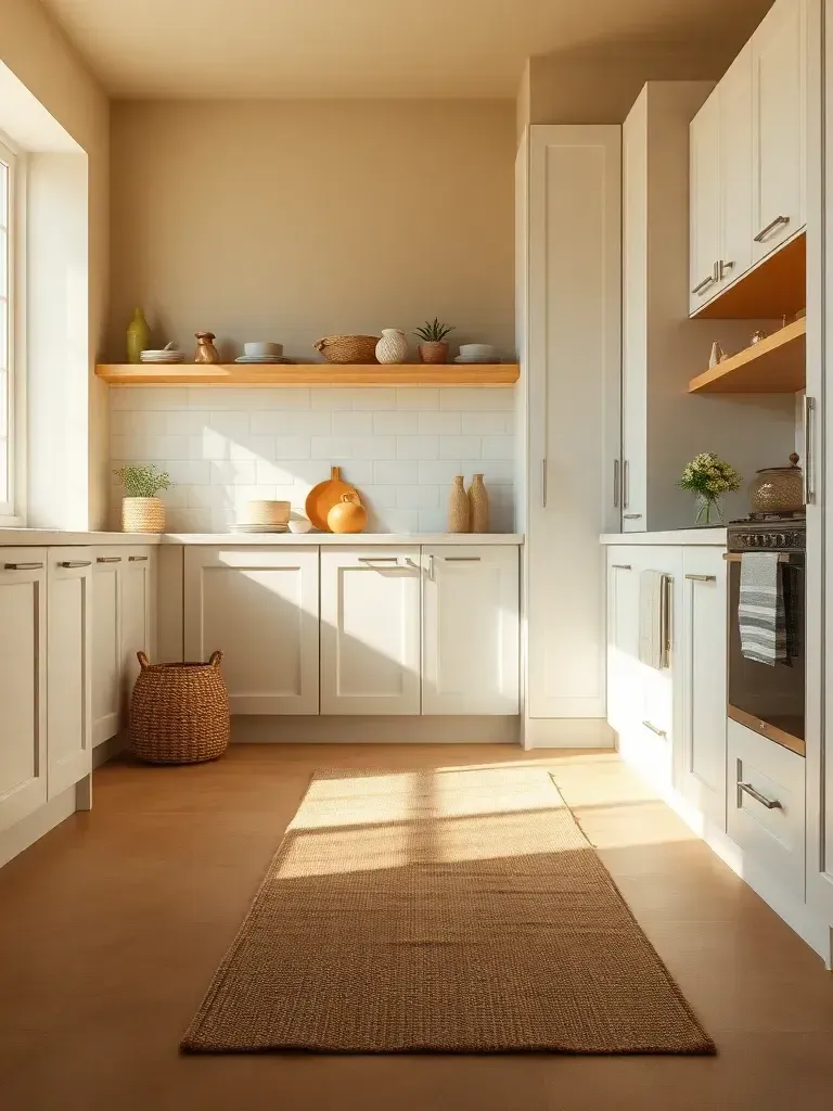 Seamless micro-cement floor in warm sand