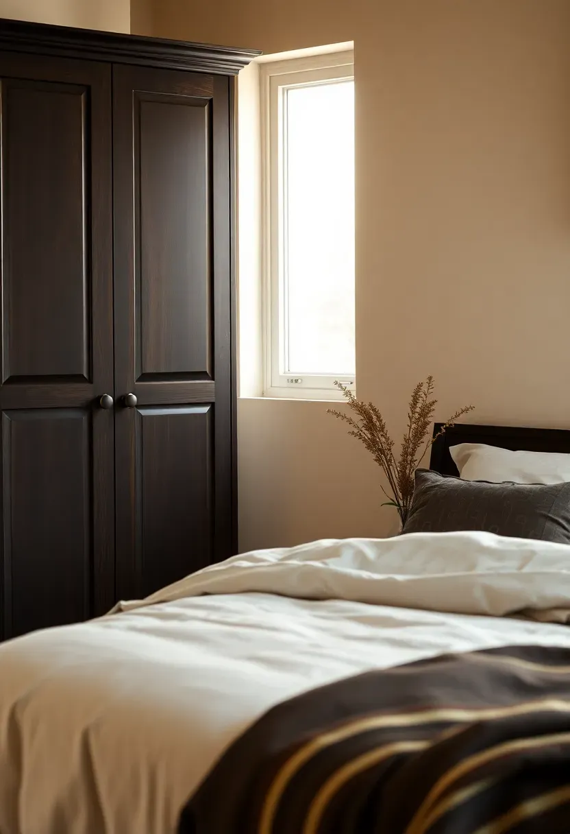 Ebony wardrobe corner finished in oil-rubbed bronze