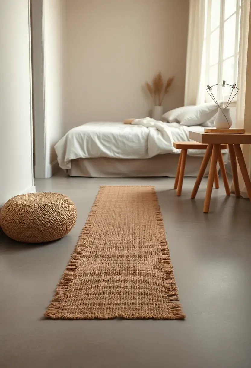 Microcement floor with a woven runner path