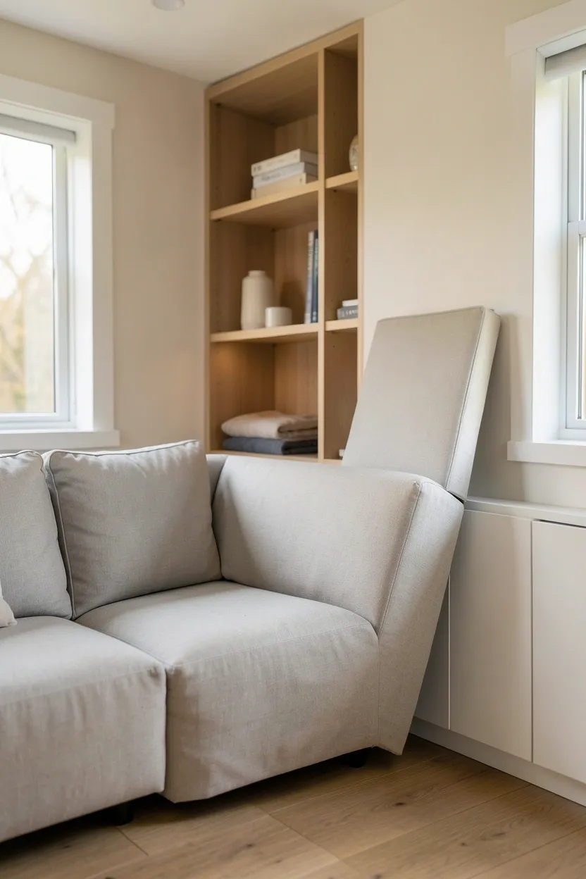 Murphy sofa with integrated shelving