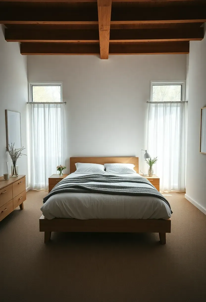 Hyper-realistic view of shared minimalist bedroom with compromise. His side and her side of room showing slightly different approaches: both minimalist but one side slightly more austere, other side having one or two more personal items. Bed in center as shared neutral zone. Overall room still spacious and uncluttered compared to typical bedroom. Both partners respecting each other's boundaries while maintaining shared calm environment. Relationship compromise mood showing how different minimalism levels can coexist harmoniously.</p>