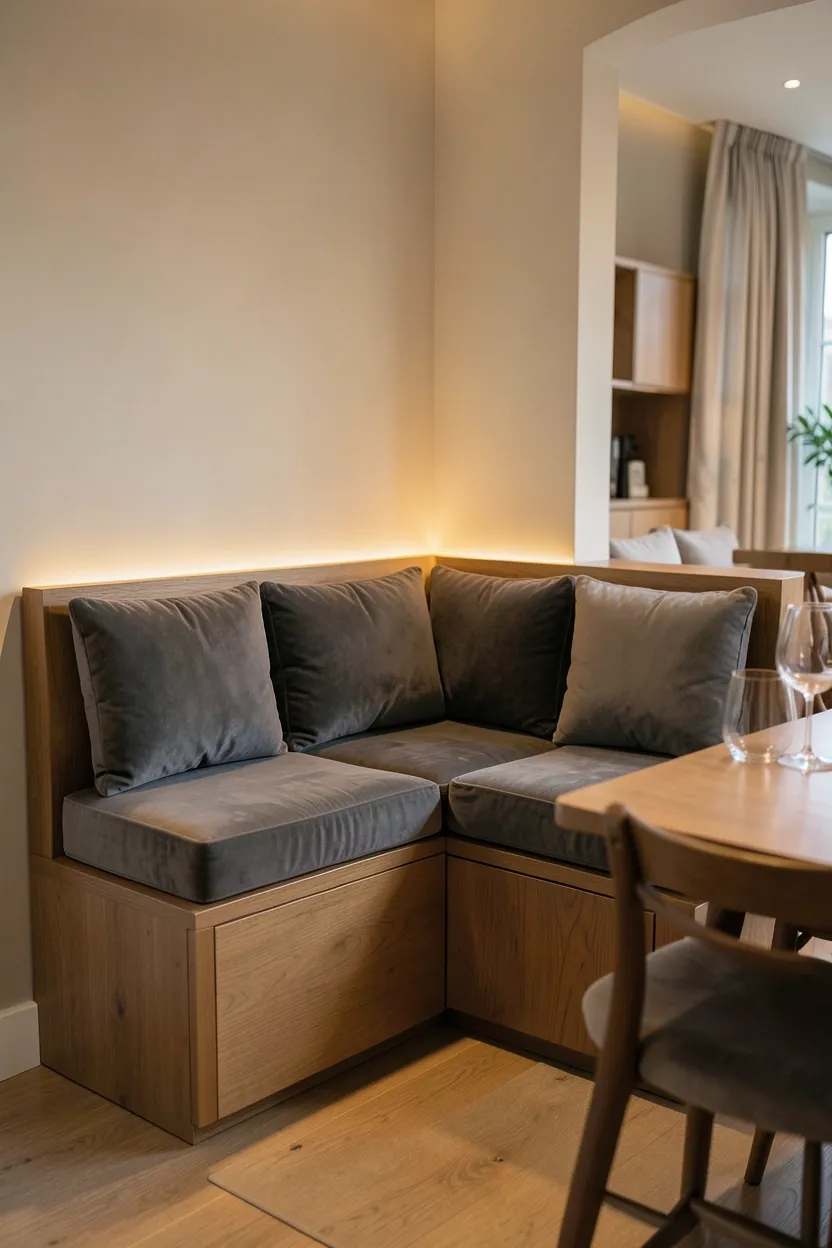 Minimalist black metal cone pendant light centered over platform bed