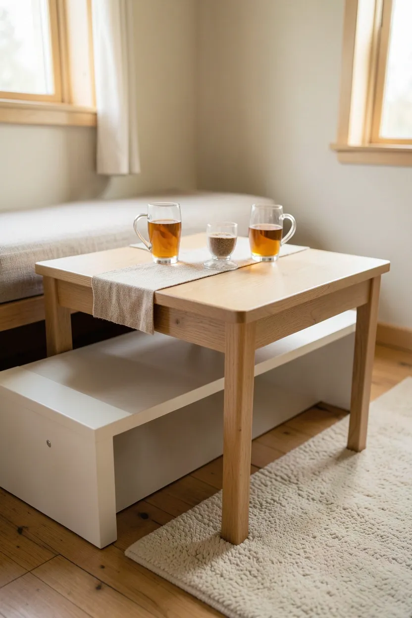 Pull-out coffee table with storage