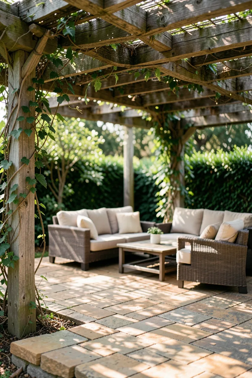 Paver Patio with Pergola Overhead