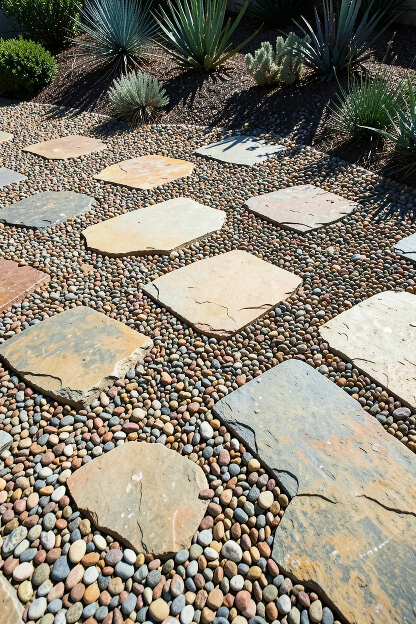 Gravel-Filled Flagstone Patio