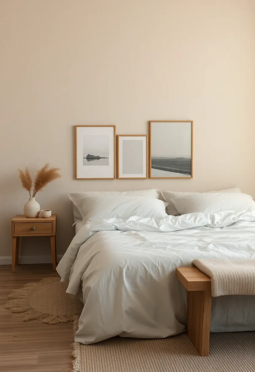 Minimal gallery wall in warm monochrome