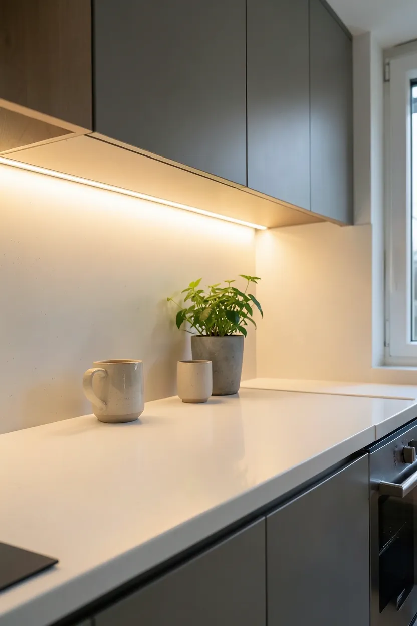 Under-Cabinet LED Lighting in Scandinavian Kitchen