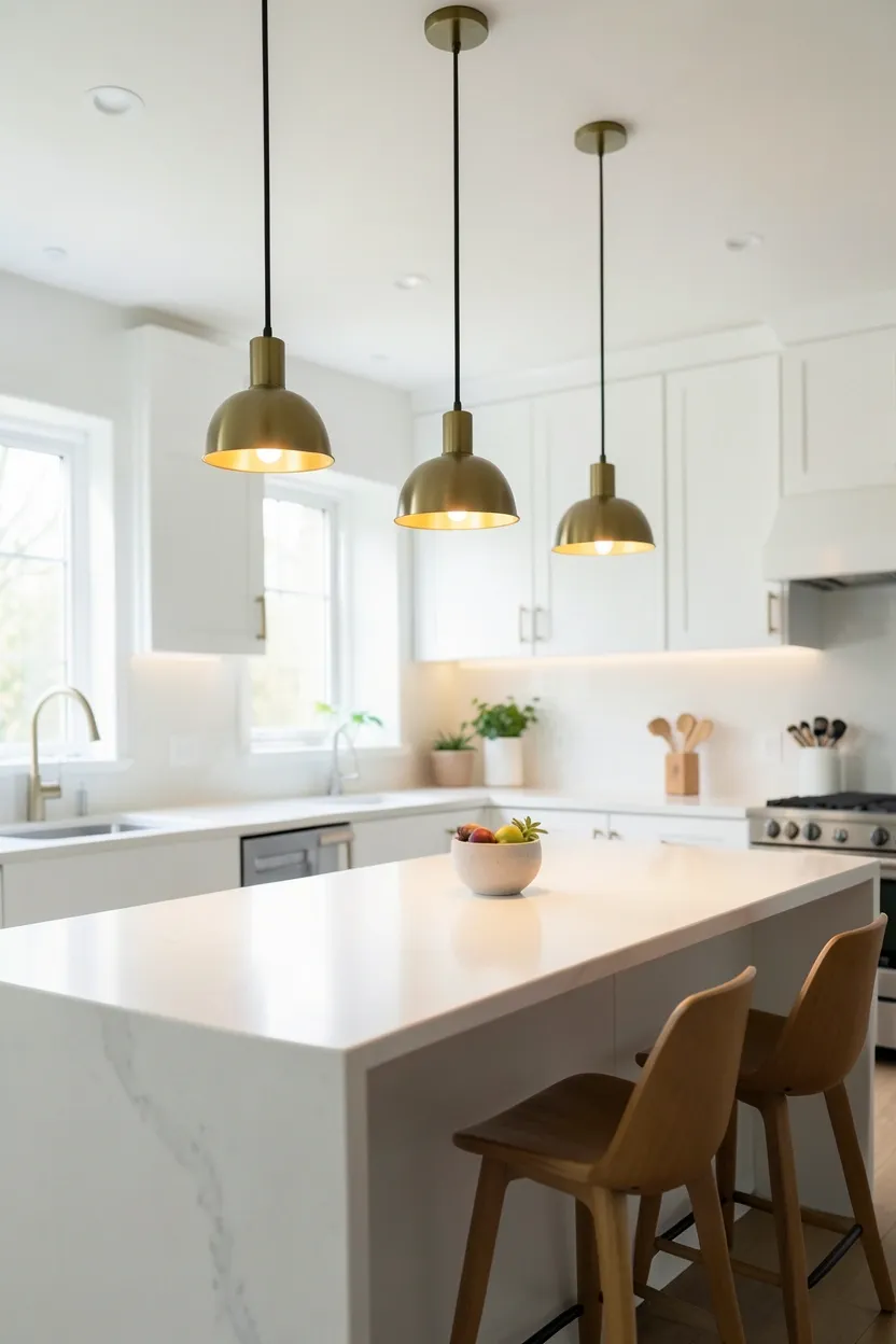 Scandinavian Pendant Lighting Over Kitchen Island