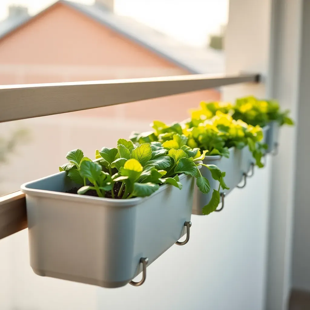 Self-watering rail boxes for salad greens