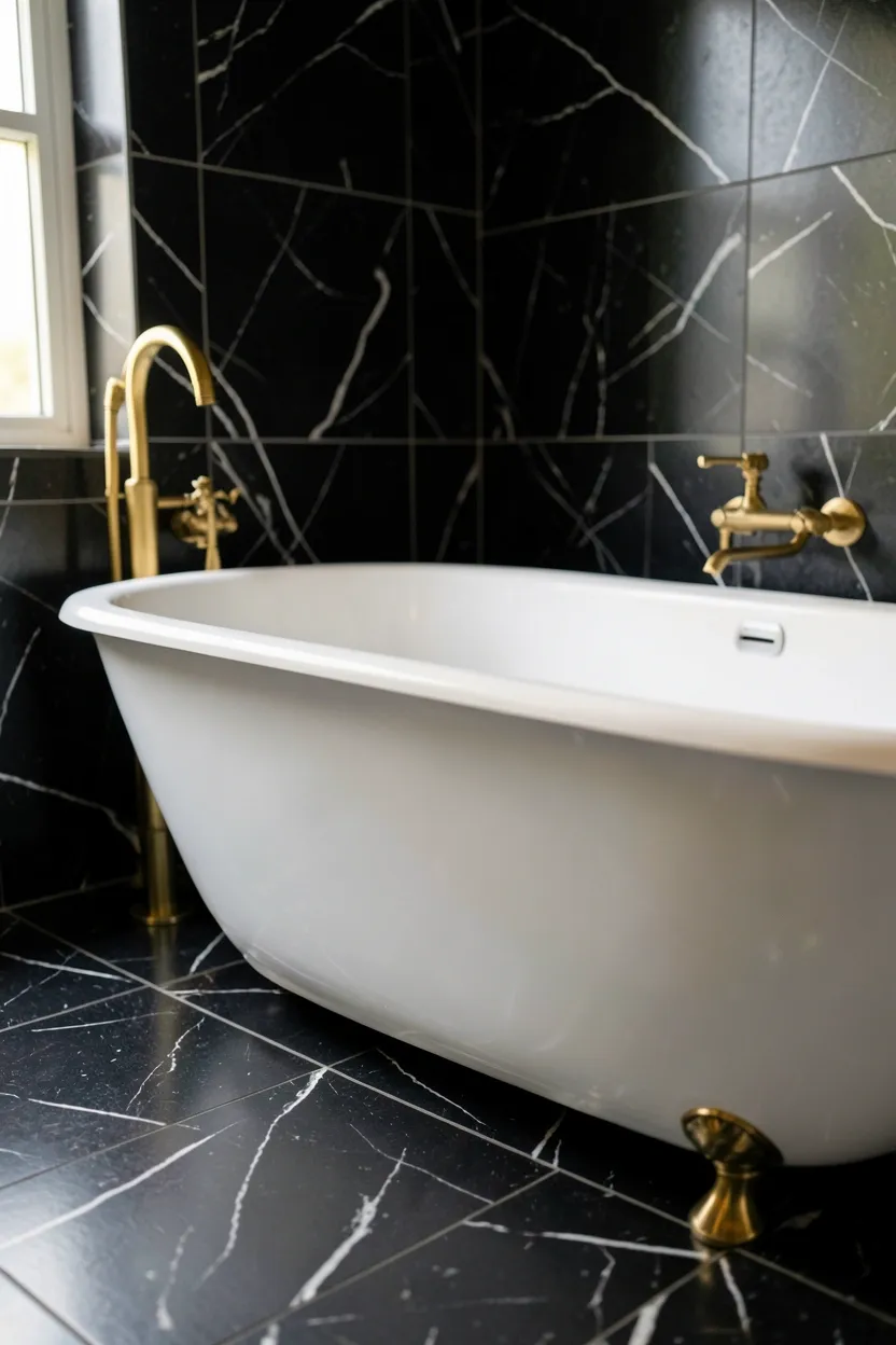 Black Marble Floor Tiles