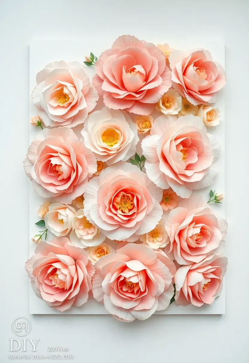 diy paper flower bloom bar with large crepe paper roses