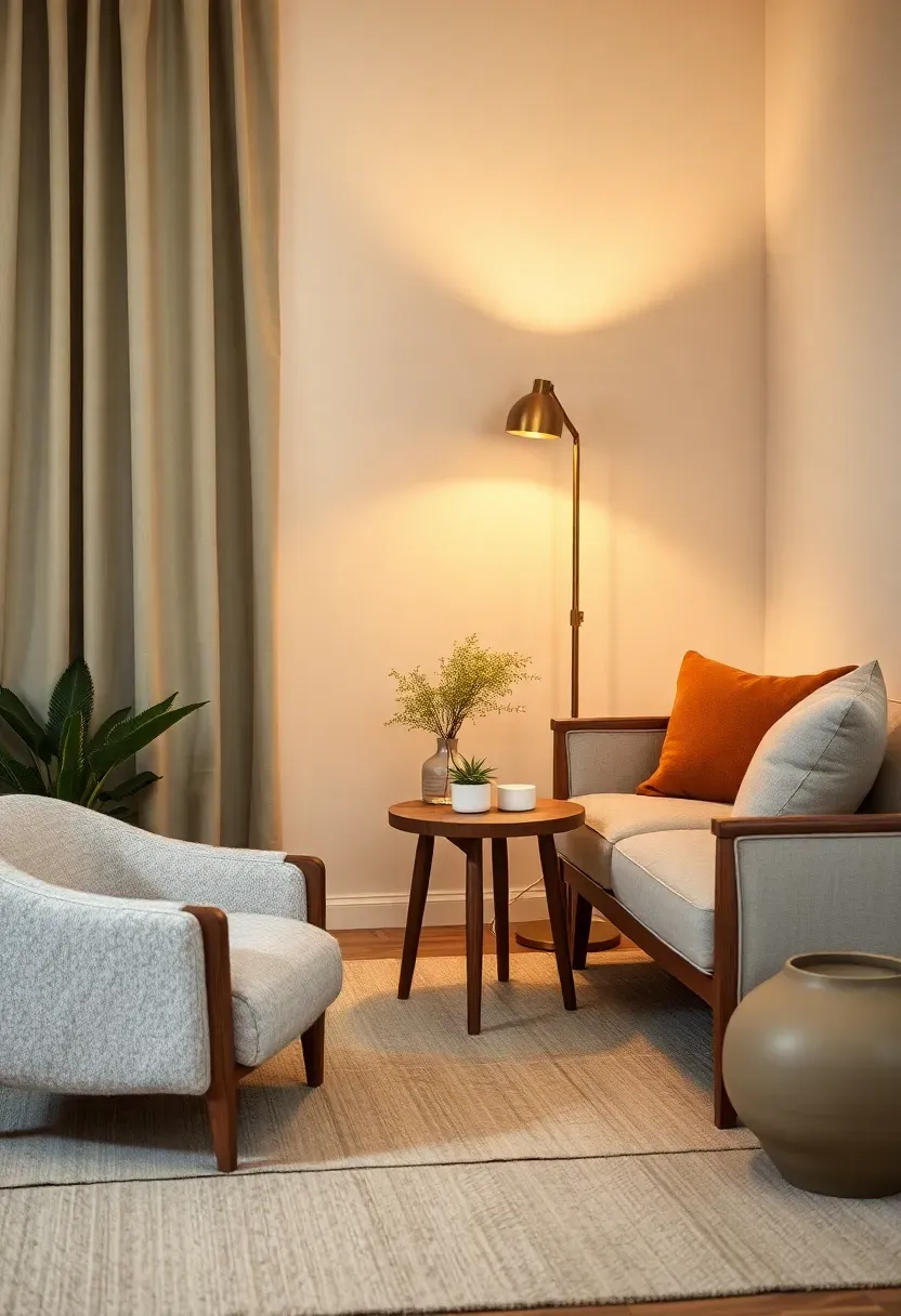 Boucle reading corner paired with a compact loveseat