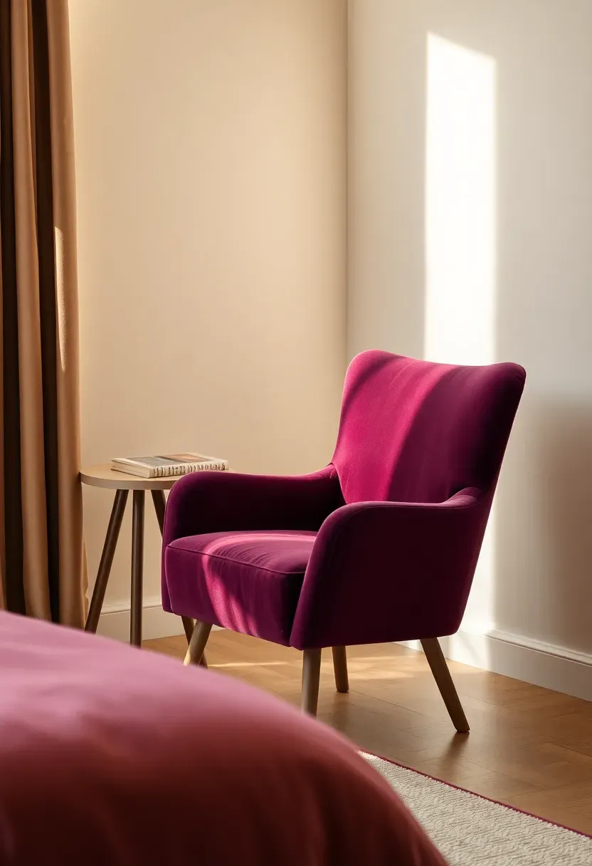Deep plum velvet accent chair