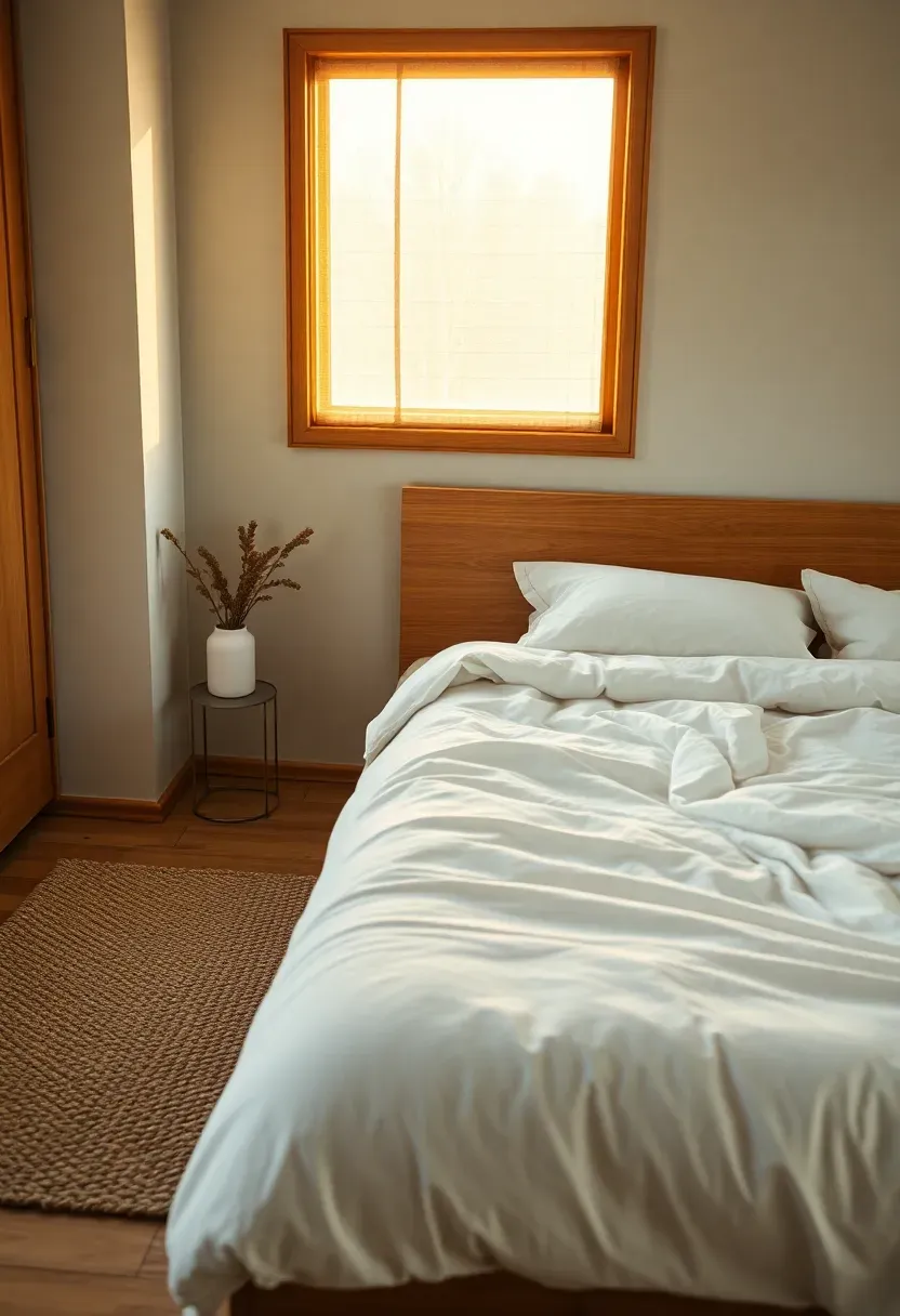Honey oak bed frame with brass lamp